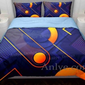 3D Geometric Black and Purple Duvet Cover: Bold Design for a Modern Bedroom