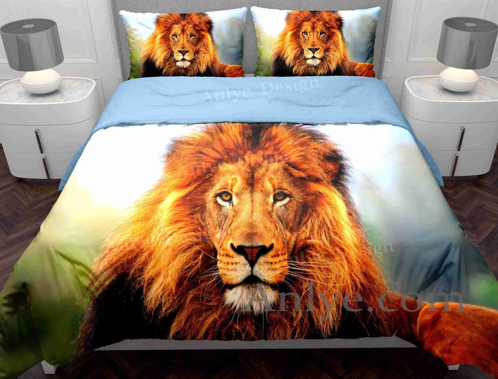 Vibrant and Colorful 3D Lion Duvet Cover Set - Perfect for Any Twin, Full, or Teenager's Bedroom