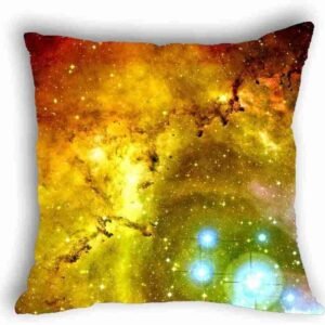 Anlye Yellow Body Pillow Erupt Star Galaxy Pillow case 18x18 Square for Sofa