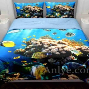 Colorful 3D Underwater World with Grouper Fish Duvet Cover Set - Perfect for Any Boy/Girl's Bedroom