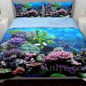 Colorful 3D Printed Underwater Oasis with Colorful Fish and Coral Duvet Cover Set