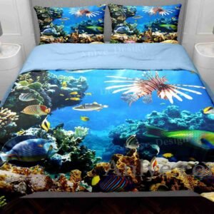 Colorful 3D Printed Underwater Paradise with Colorful Fish and Lionfish Duvet Cover Set